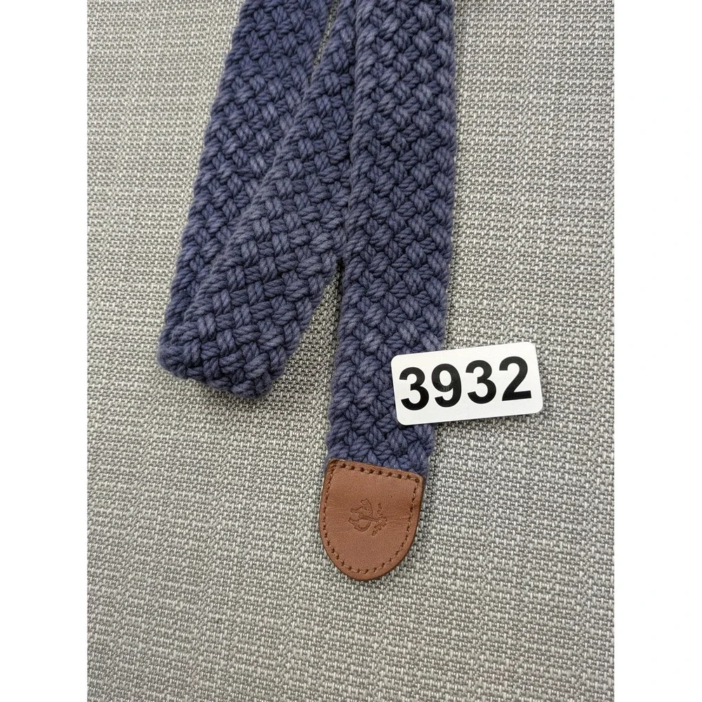 Brooks Brothers Belt Mens Small Blue Woven Cotton Leather D-Ring Adjustable